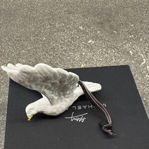 Elegant White and Gray Bird Ornament